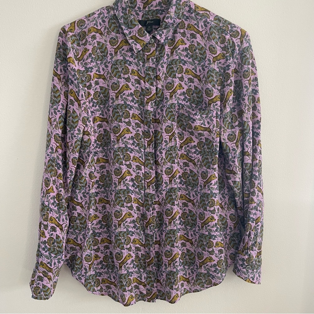 J Crew Tiger Print Blouse, Silk!
